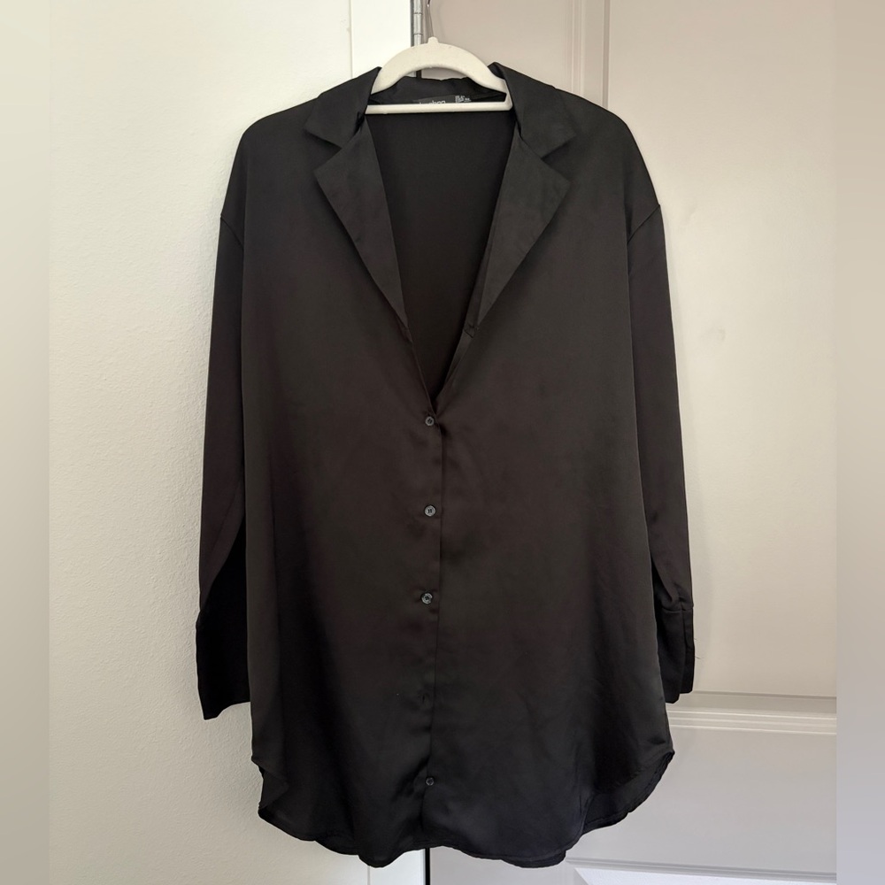 Black Boohoo Button Down Blouse
